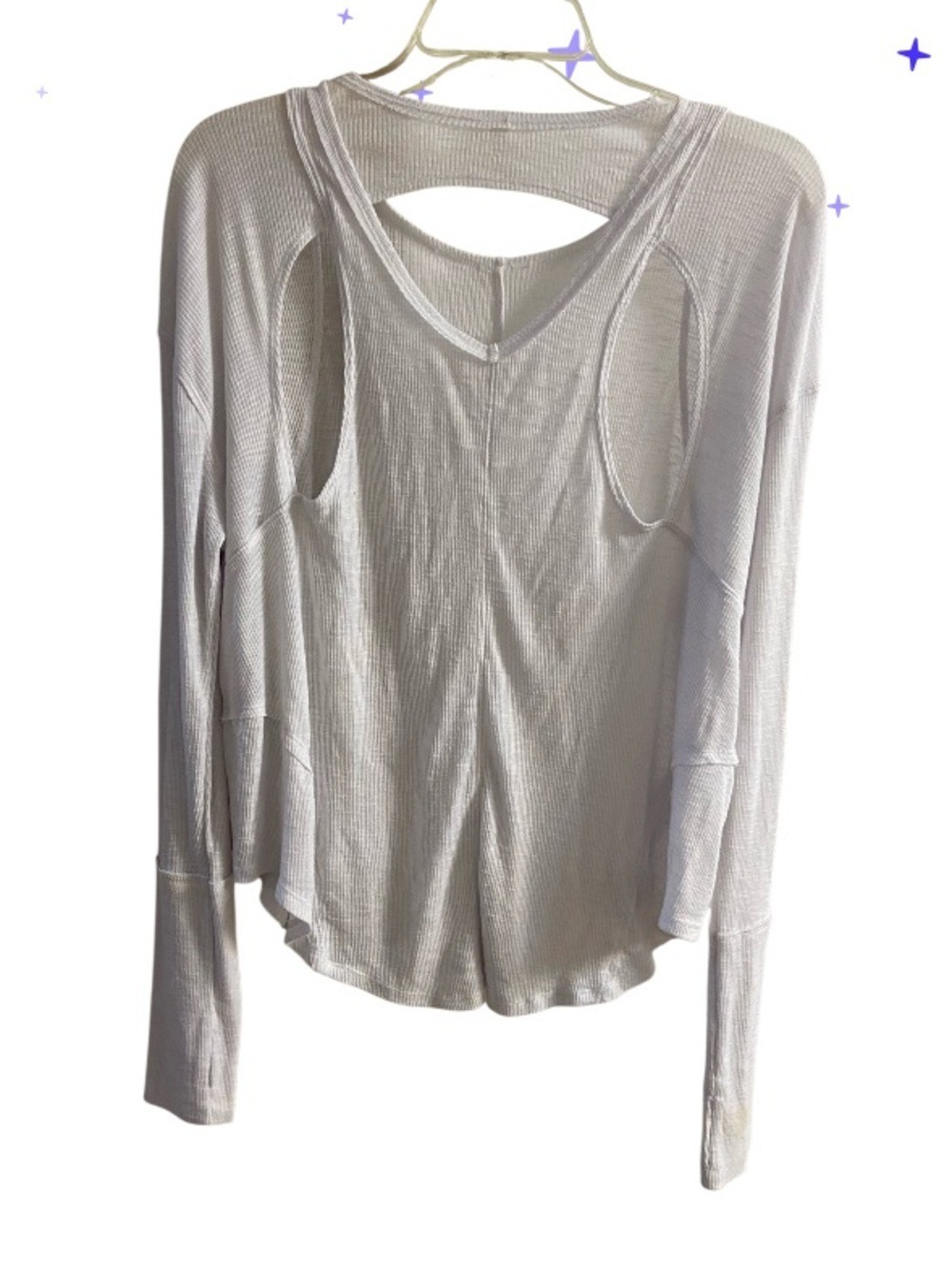 Free People Movement Women's White Long-Sleeve Cutout Lightweight Top Medium - Picture 3 of 9